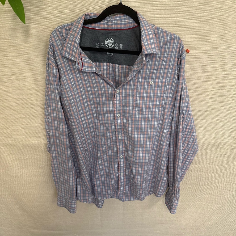 Casual Blue and Red Button Down Shirt